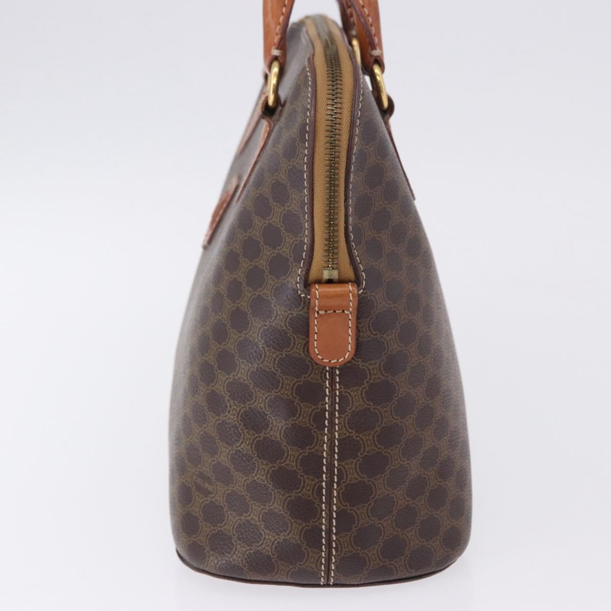 CELINE Macadam Canvas Hand Bag PVC Leather Brown Gold Auth ka5884