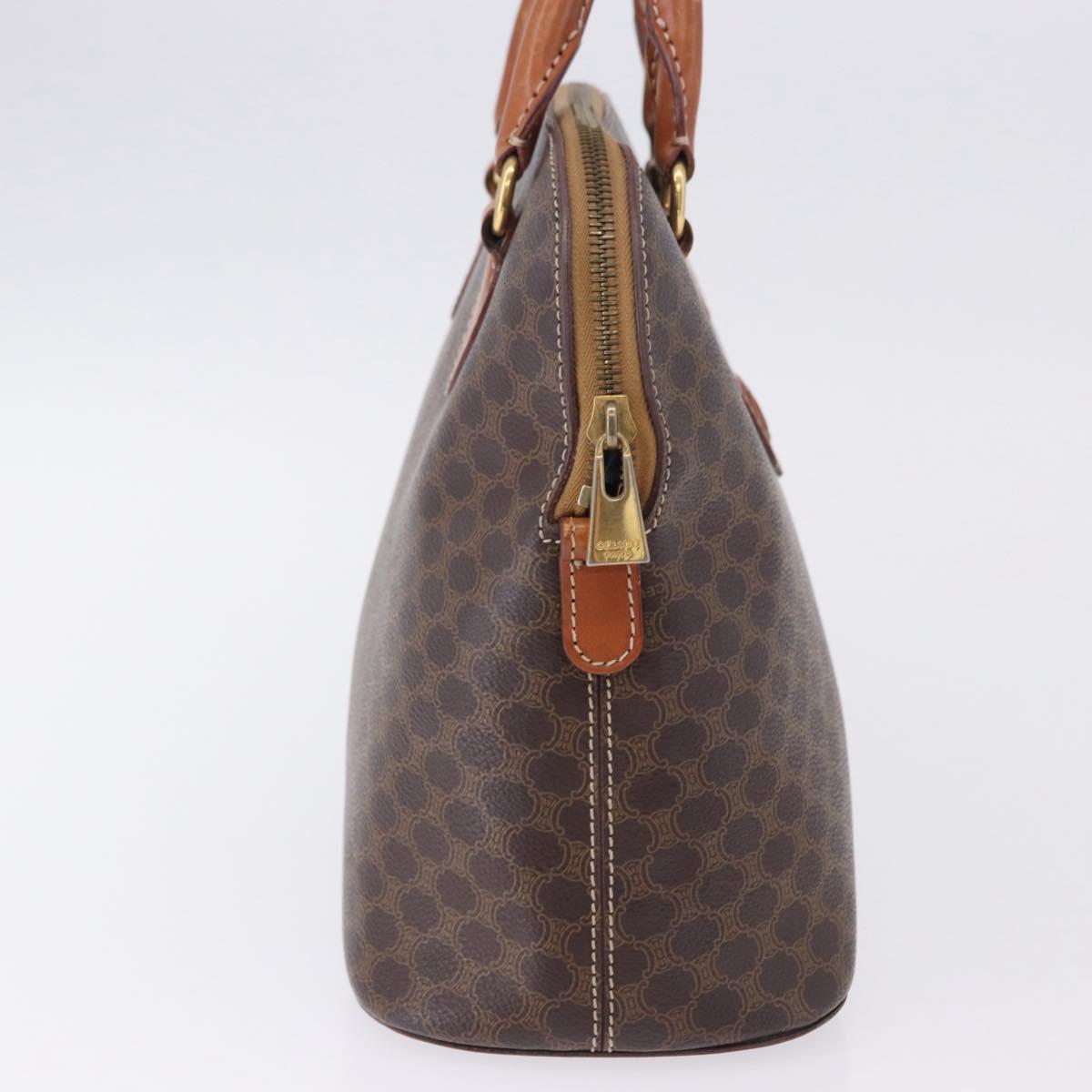CELINE Macadam Canvas Hand Bag PVC Leather Brown Gold Auth ka5884