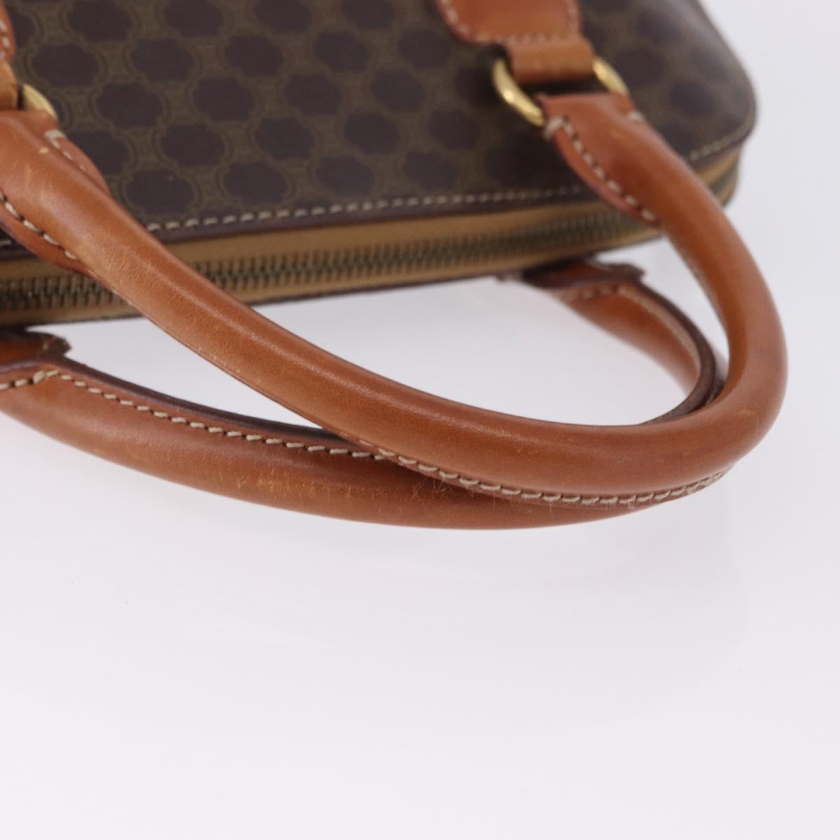 CELINE Macadam Canvas Hand Bag PVC Leather Brown Gold Auth ka5884