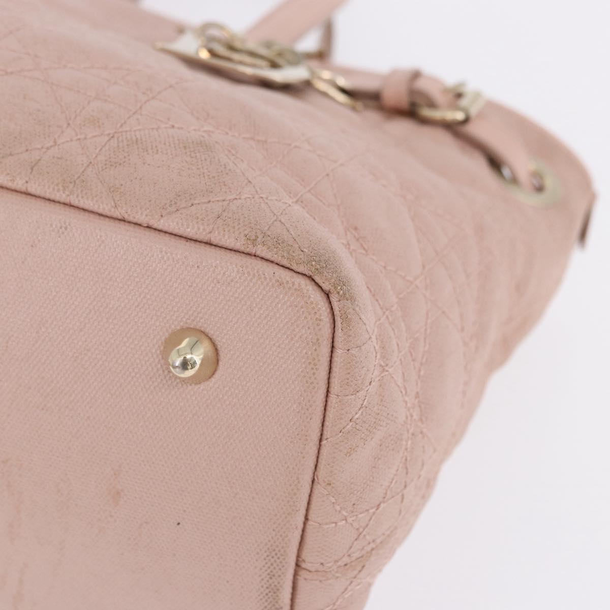 Christian Dior Canage Hand Bag Coated Canvas Pink Gold Auth ka5885