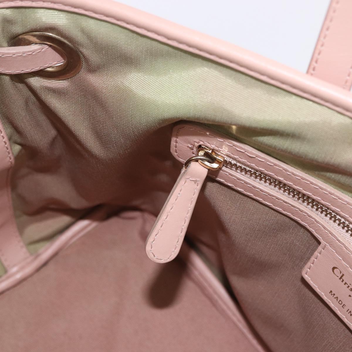 Christian Dior Canage Hand Bag Coated Canvas Pink Gold Auth ka5885