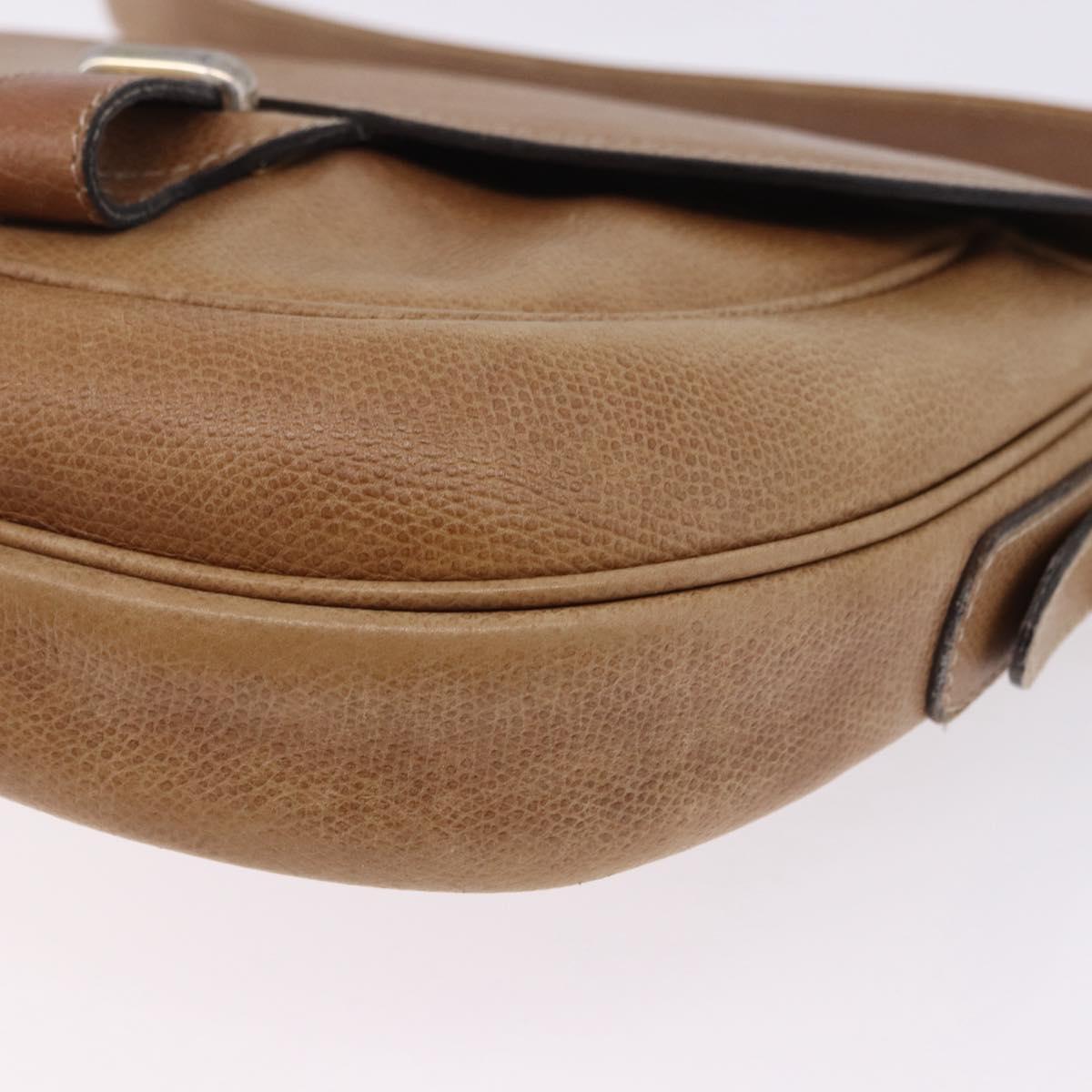 LOEWE Shoulder Bag Leather Beige Gold Auth ka5886