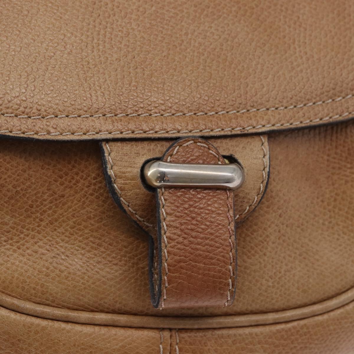 LOEWE Shoulder Bag Leather Beige Gold Auth ka5886