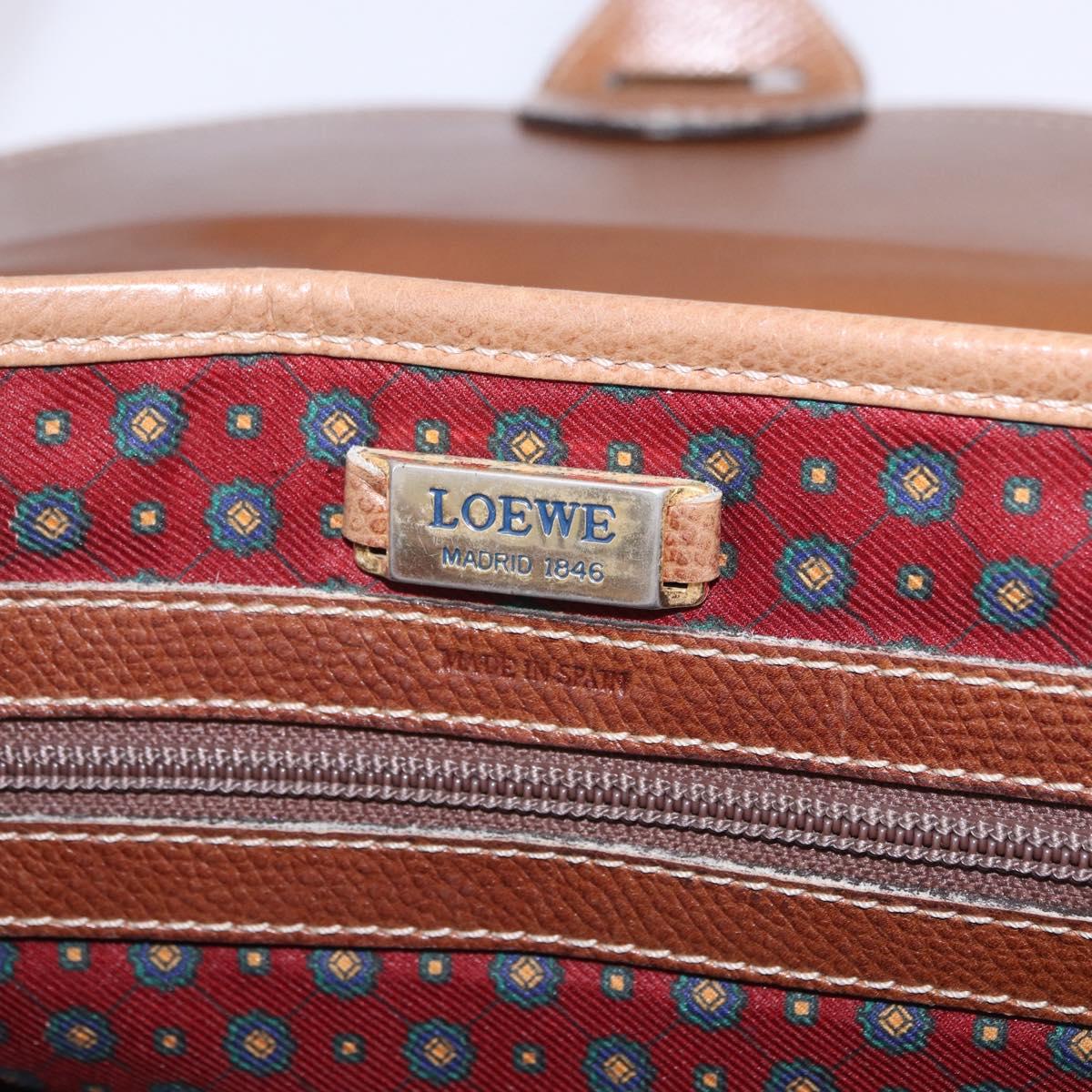 LOEWE Shoulder Bag Leather Beige Gold Auth ka5886