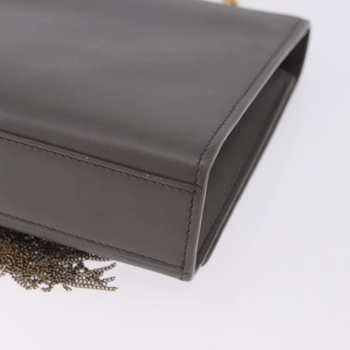 SAINT LAURENT Chain Kate Shoulder Bag Leather Gray Gold Auth ka5887M