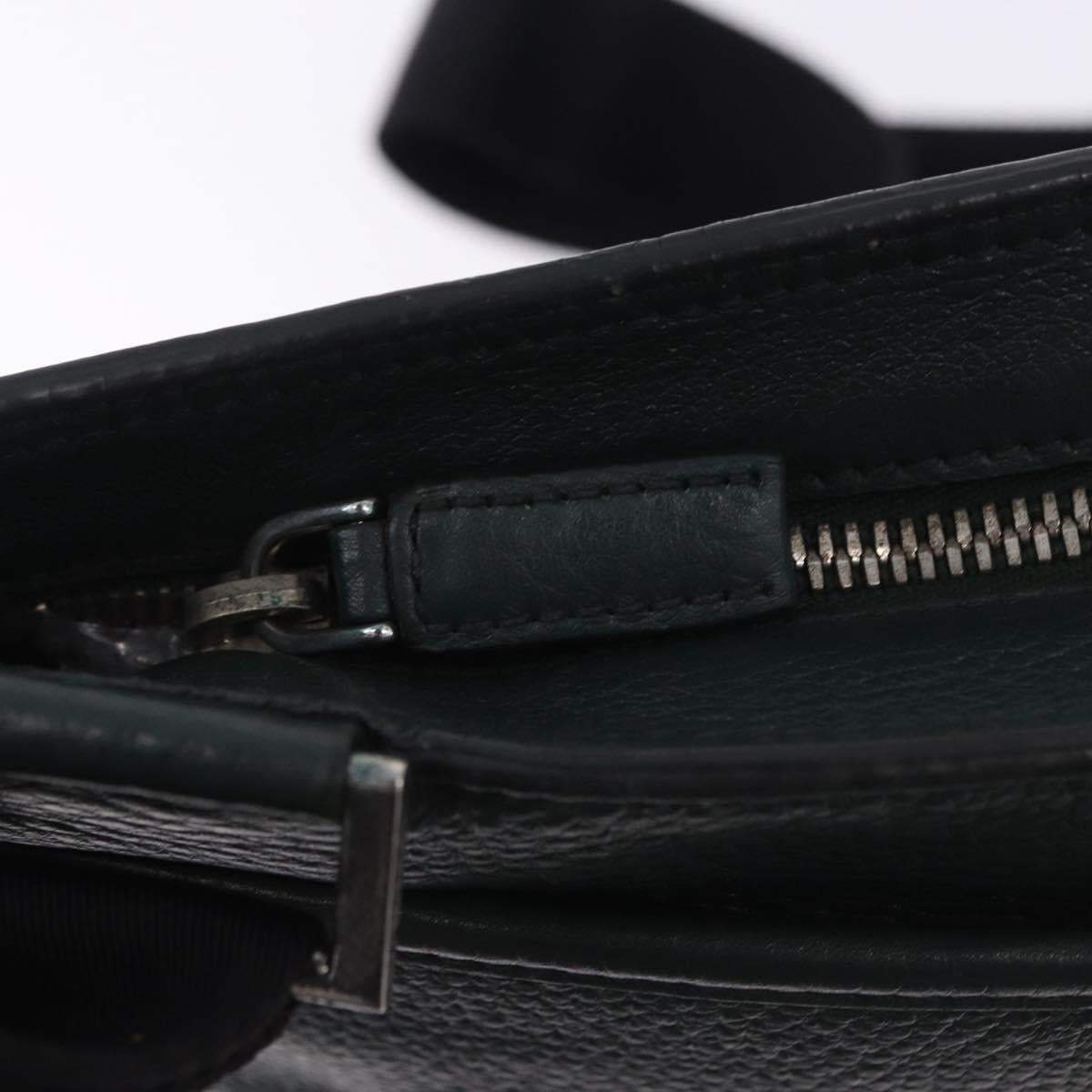 PRADA Shoulder Bag Leather Green Silver Auth ka5888V