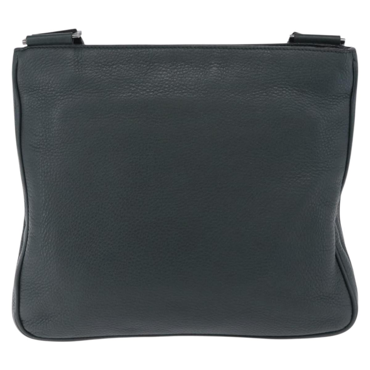 PRADA Shoulder Bag Leather Green Silver Auth ka5888V