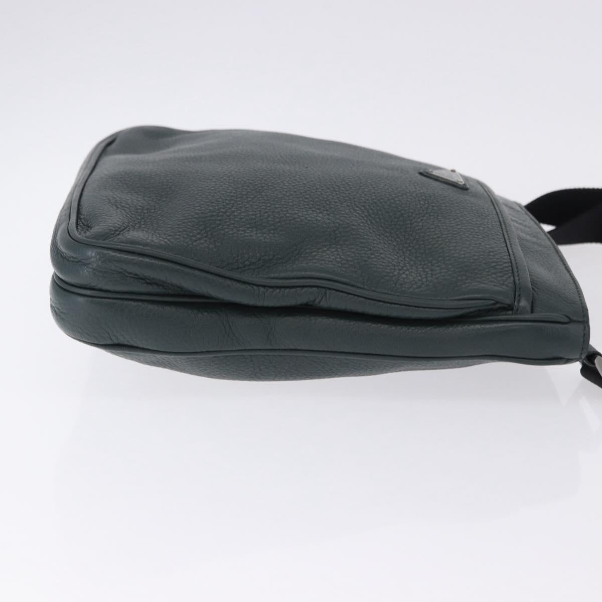 PRADA Shoulder Bag Leather Green Silver Auth ka5888V