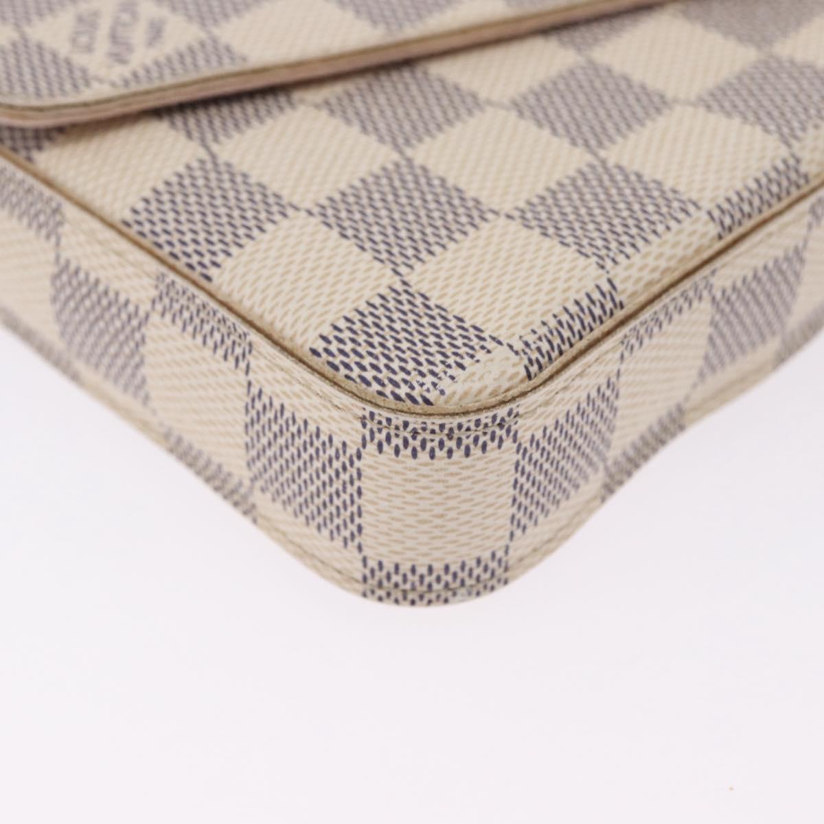 LOUIS VUITTON Damier Azur Pochette Felicie Chain Wallet N63106 LV Auth ka5889A
