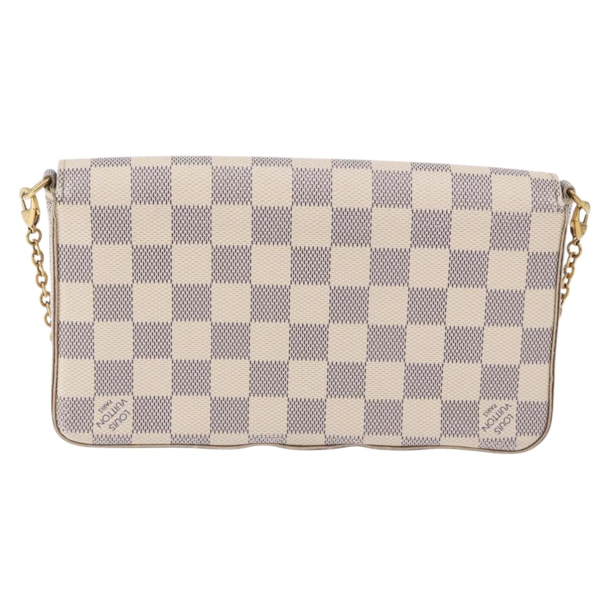 LOUIS VUITTON Damier Azur Pochette Felicie Chain Wallet N63106 LV Auth ka5889A