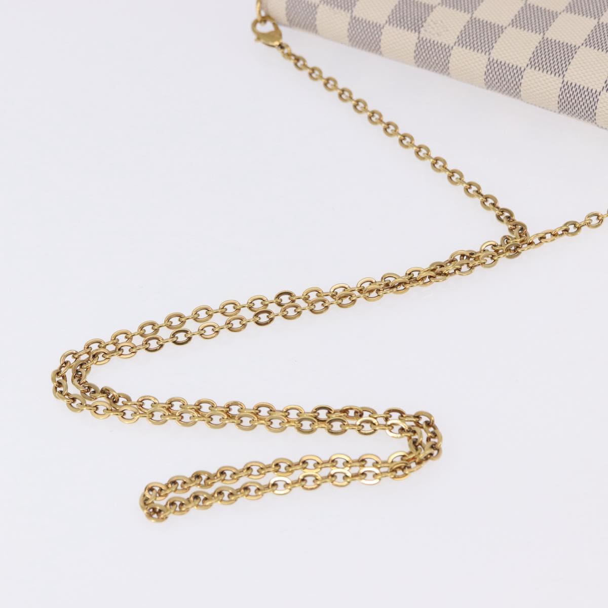 LOUIS VUITTON Damier Azur Pochette Felicie Chain Wallet N63106 LV Auth ka5889A