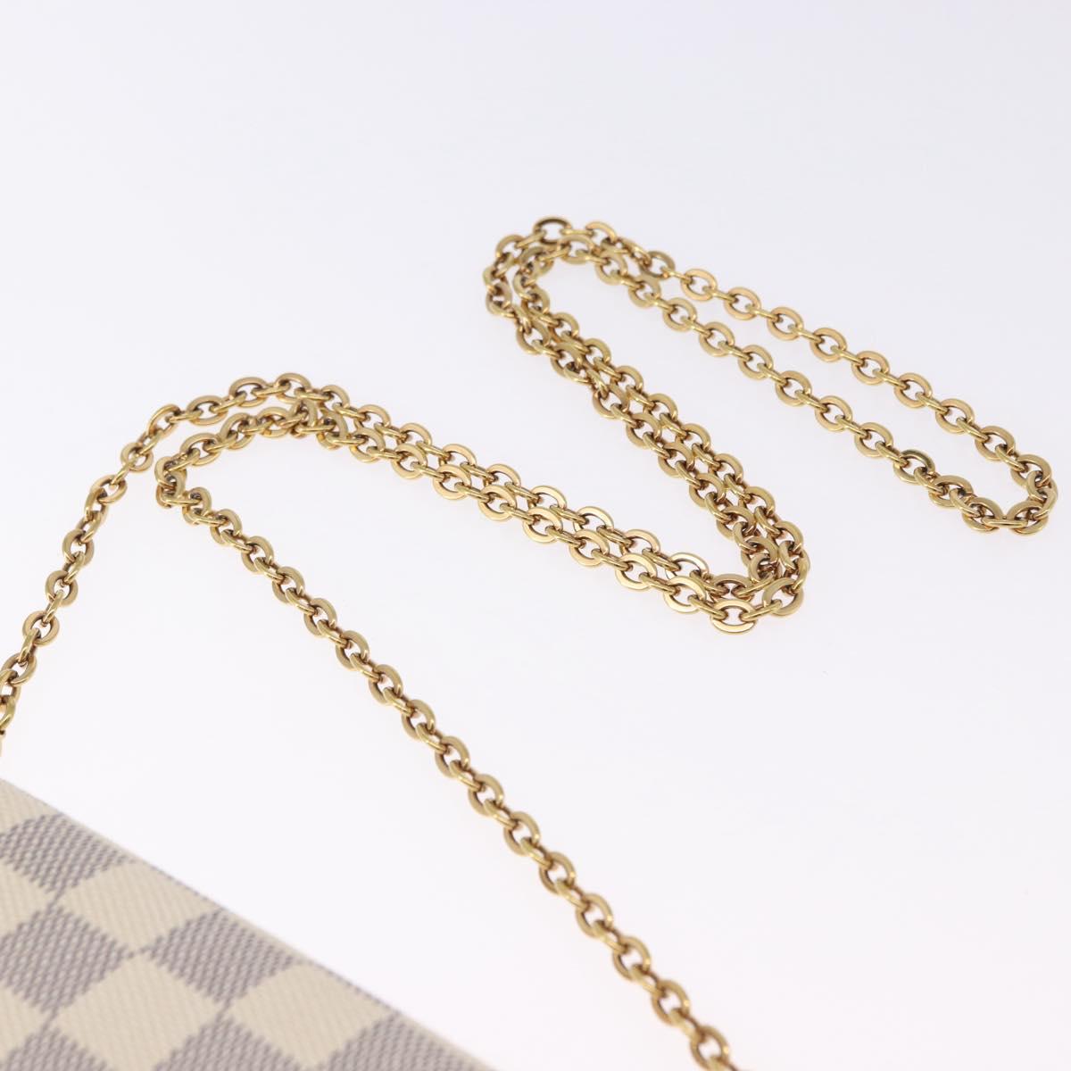 LOUIS VUITTON Damier Azur Pochette Felicie Chain Wallet N63106 LV Auth ka5889A