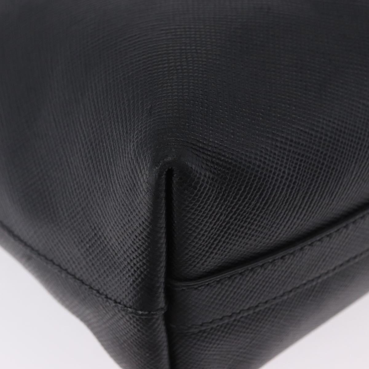 PRADA Tote Bag Saffiano leather Black Silver Auth ka5890V