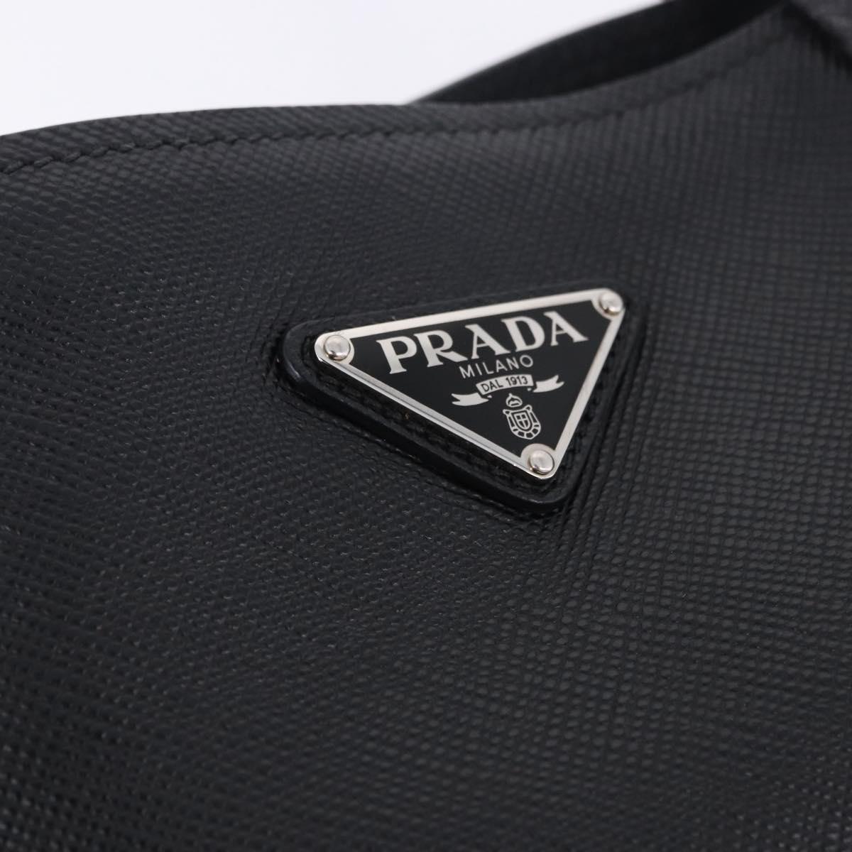 PRADA Tote Bag Saffiano leather Black Silver Auth ka5890V