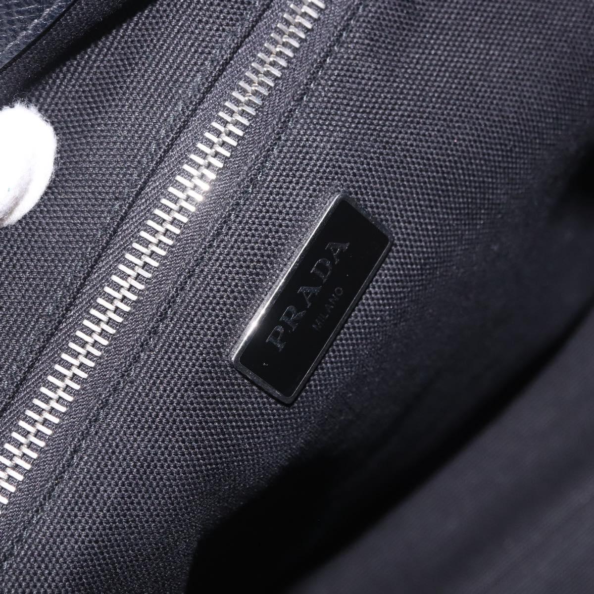 PRADA Tote Bag Saffiano leather Black Silver Auth ka5890V