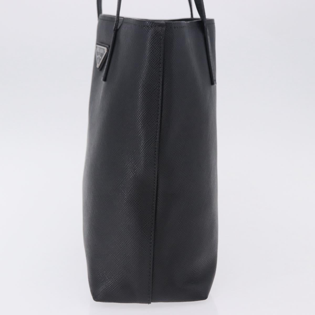 PRADA Tote Bag Saffiano leather Black Silver Auth ka5890V