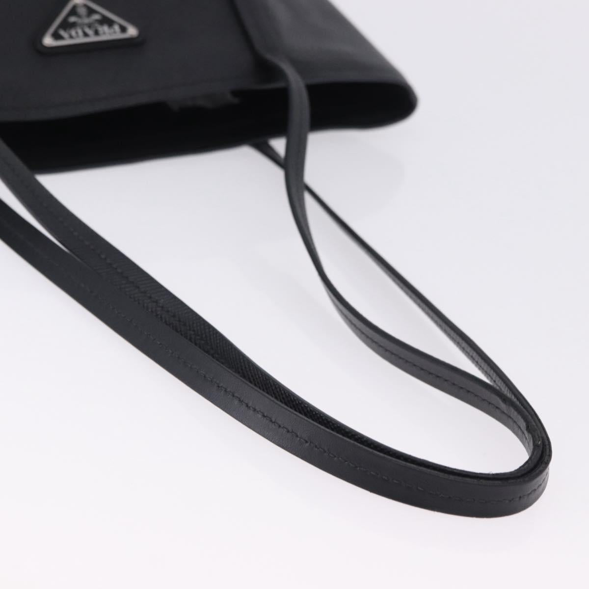 PRADA Tote Bag Saffiano leather Black Silver Auth ka5890V