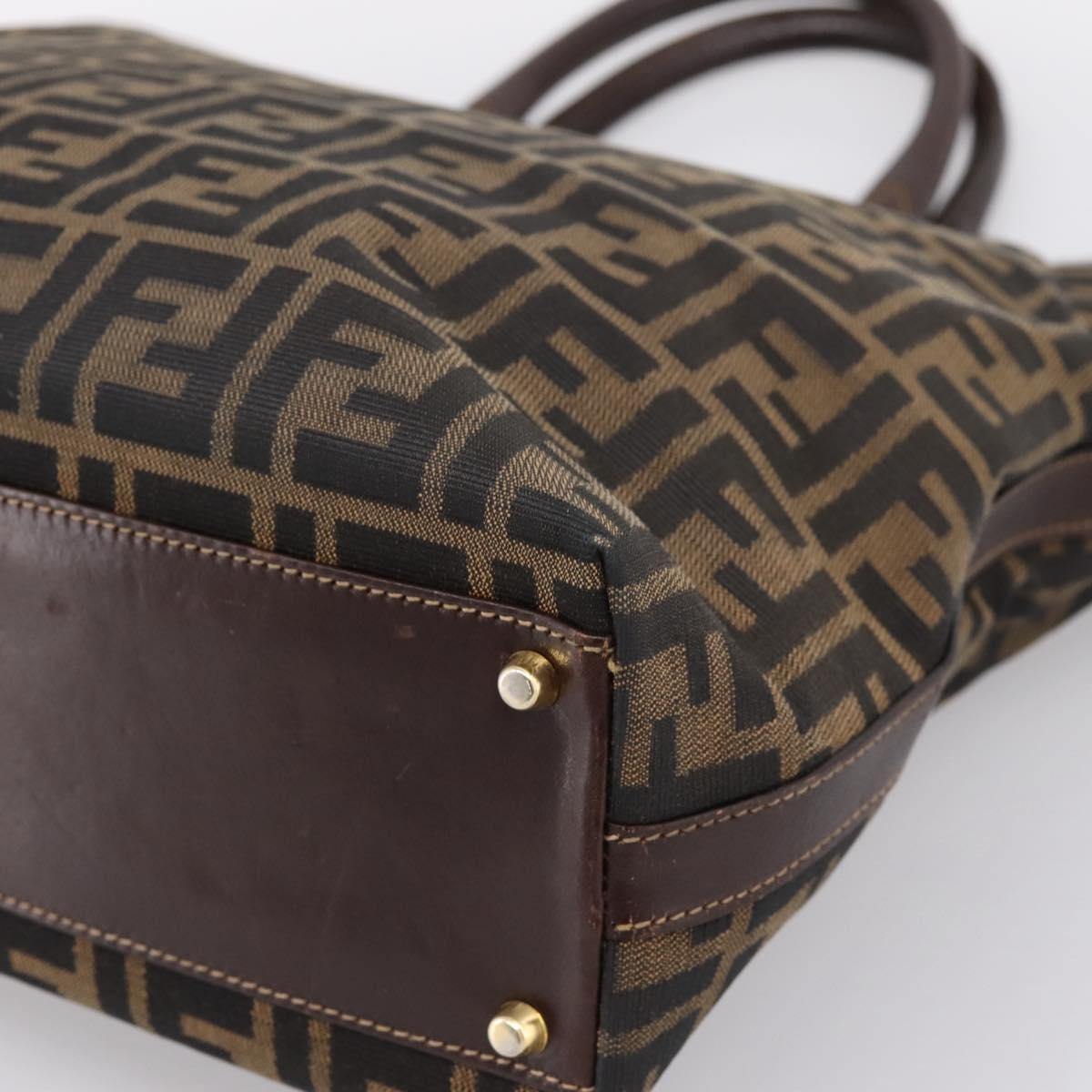 FENDI Zucca Canvas Hand Bag Black Brown Auth ka5892