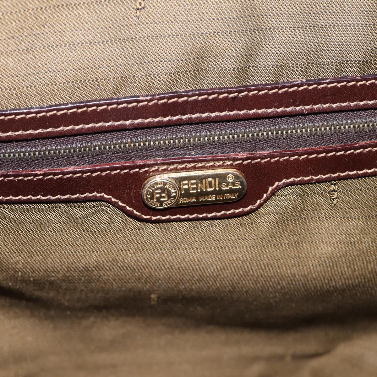 FENDI Zucca Canvas Hand Bag Black Brown Auth ka5892