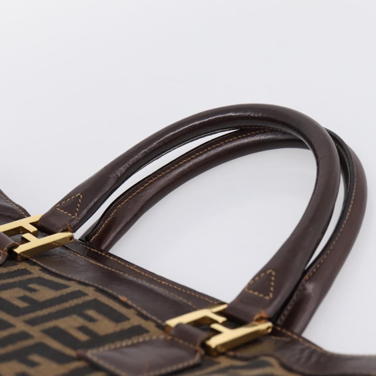 FENDI Zucca Canvas Hand Bag Black Brown Auth ka5892