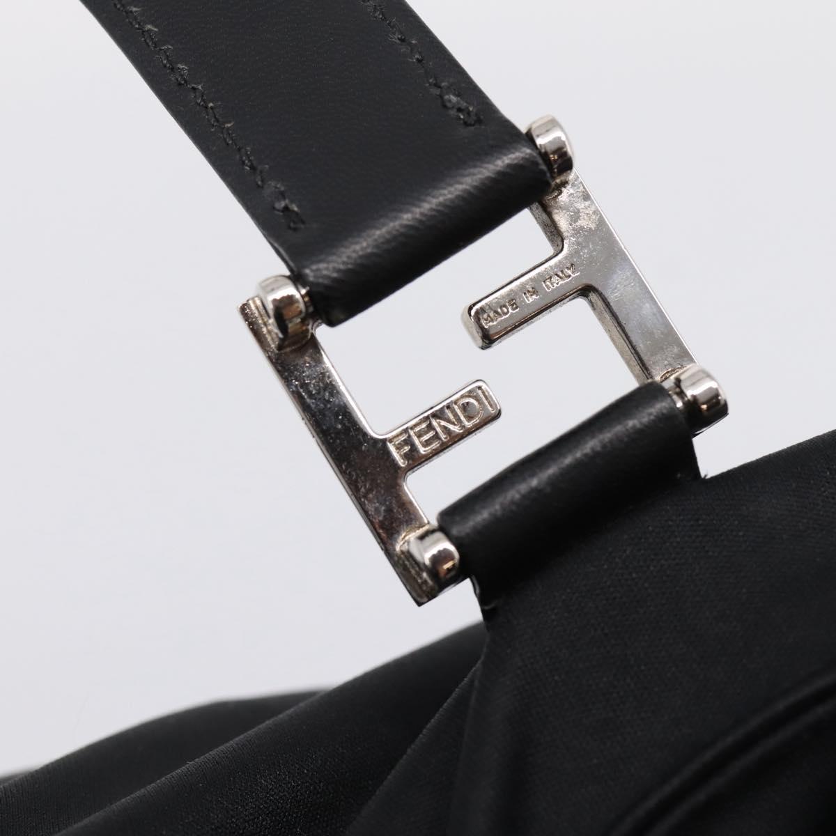 FENDI Hand Bag Cotton jersey Black Silver Auth ka5894