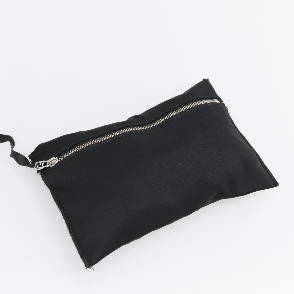 FENDI Hand Bag Cotton jersey Black Silver Auth ka5894