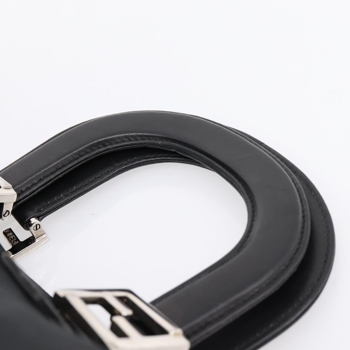 FENDI Hand Bag Cotton jersey Black Silver Auth ka5894