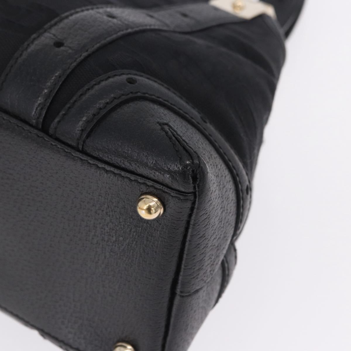 GUCCI Hand Bag Canvas Black Gold 145761 Auth ka5897V