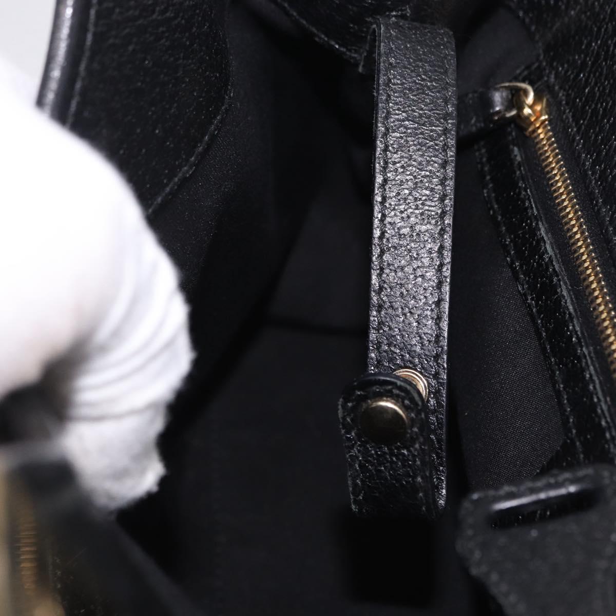 GUCCI Hand Bag Canvas Black Gold 145761 Auth ka5897V