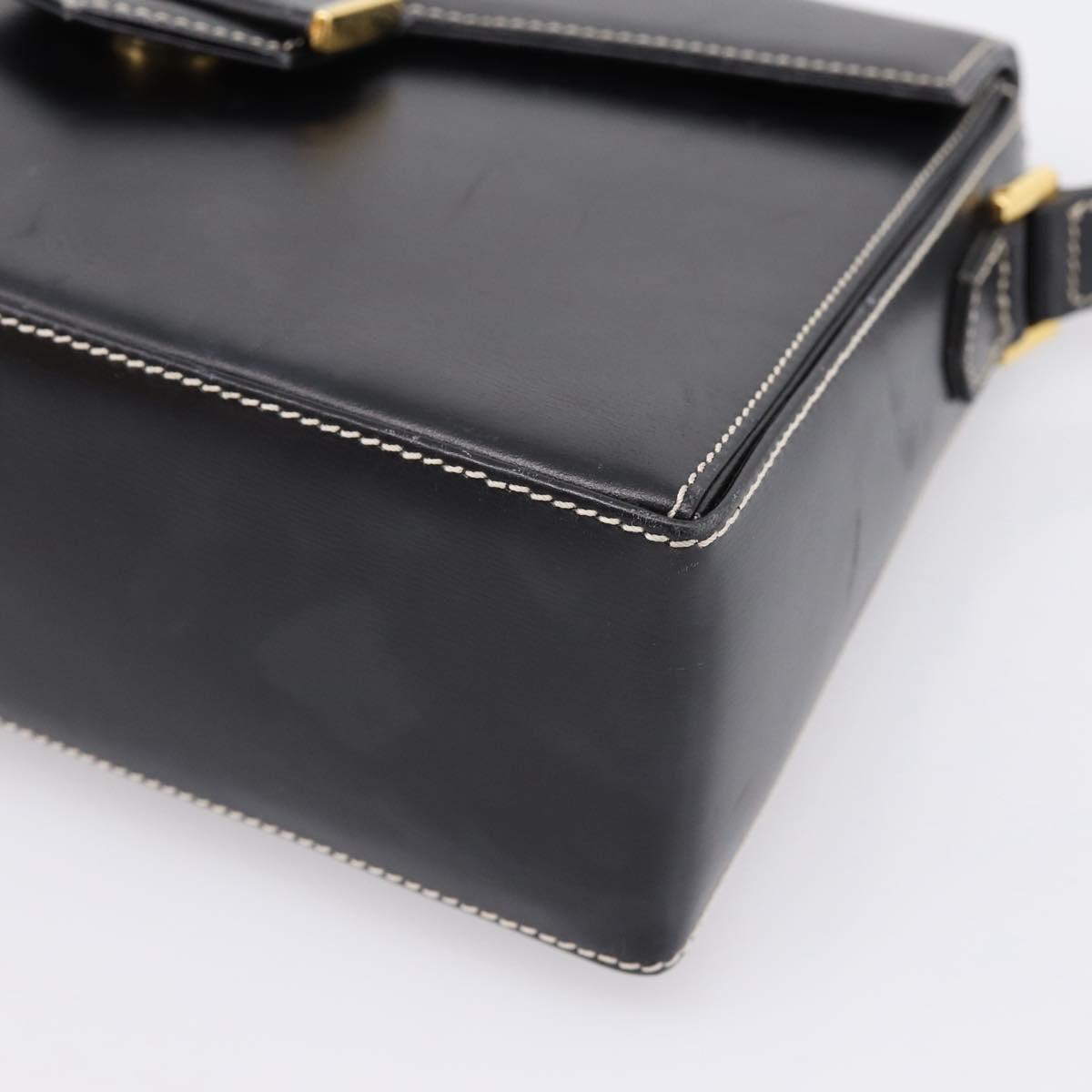 Christian Dior Shoulder Bag Leather Black Gold Auth ka5898