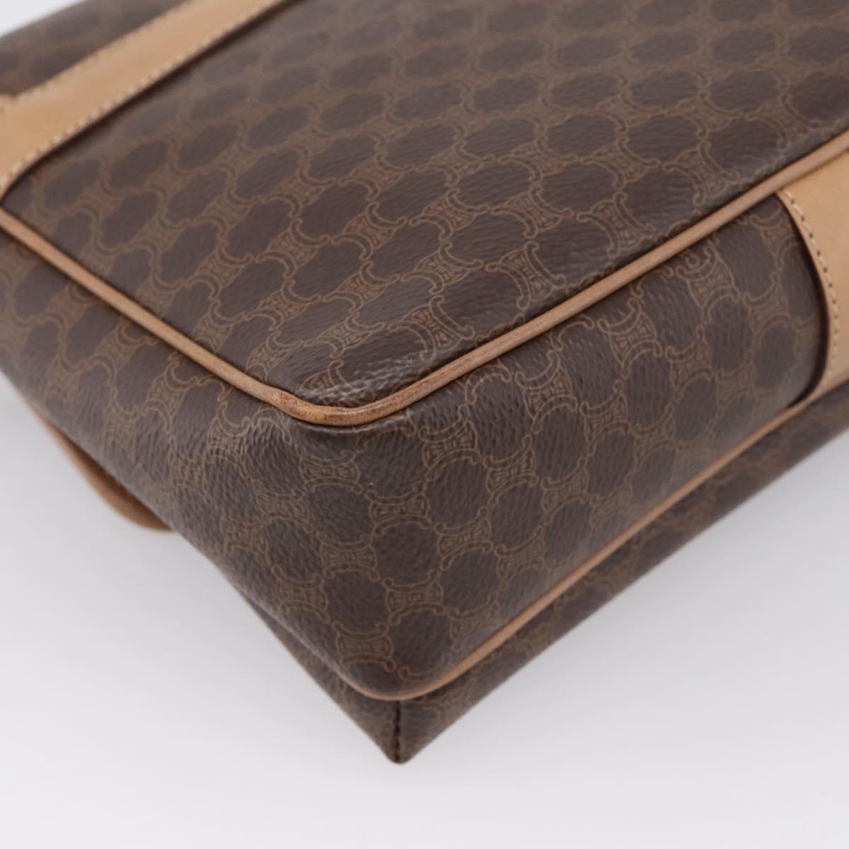 CELINE Macadam Canvas Shoulder Bag PVC Leather Brown Gold Auth ka5899