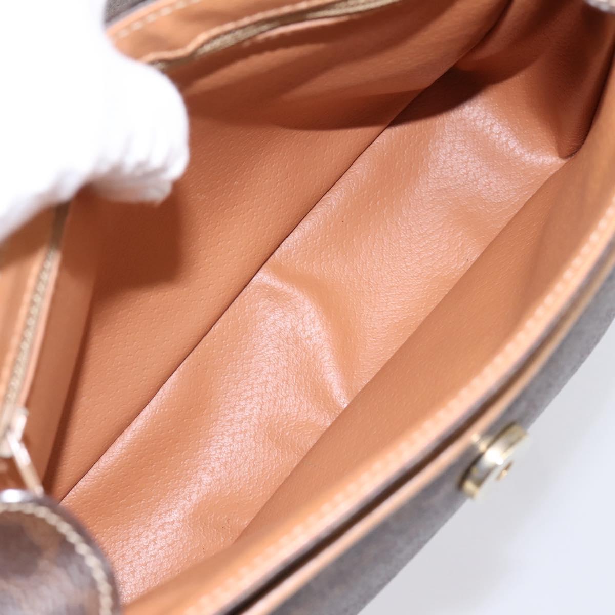 CELINE Macadam Canvas Shoulder Bag PVC Leather Brown Gold Auth ka5899