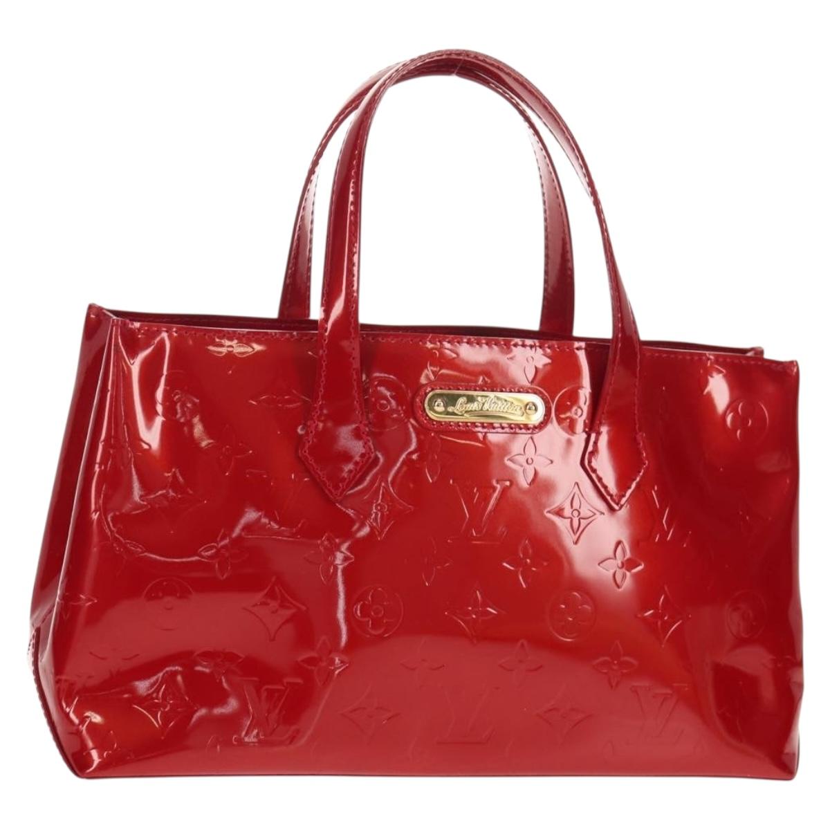 LOUIS VUITTON Vernis Wilshire PM Hand Bag Pomme D'amour M93642 LV Auth ka589V