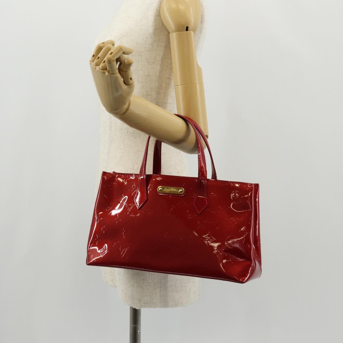 LOUIS VUITTON Vernis Wilshire PM Hand Bag Pomme D'amour M93642 LV Auth ka589V