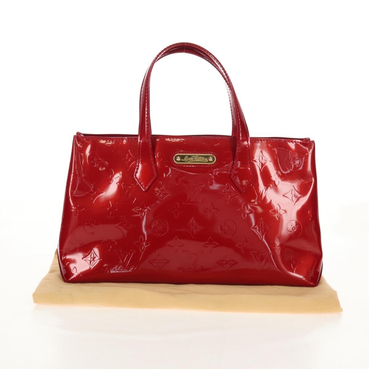 LOUIS VUITTON Vernis Wilshire PM Hand Bag Pomme D'amour M93642 LV Auth ka589V