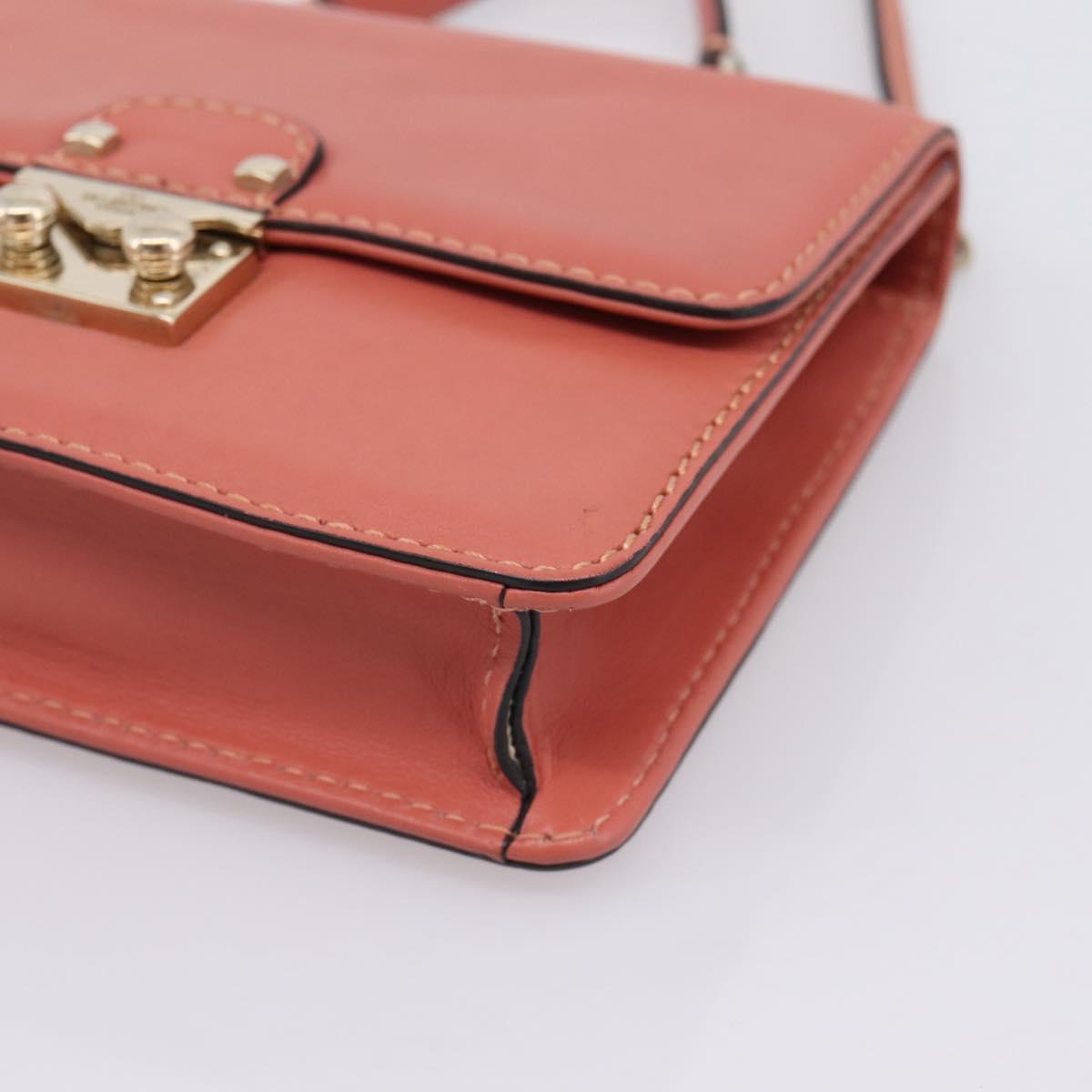 VALENTINO Hand Bag Leather 2way Pink Gold Auth ka5900A