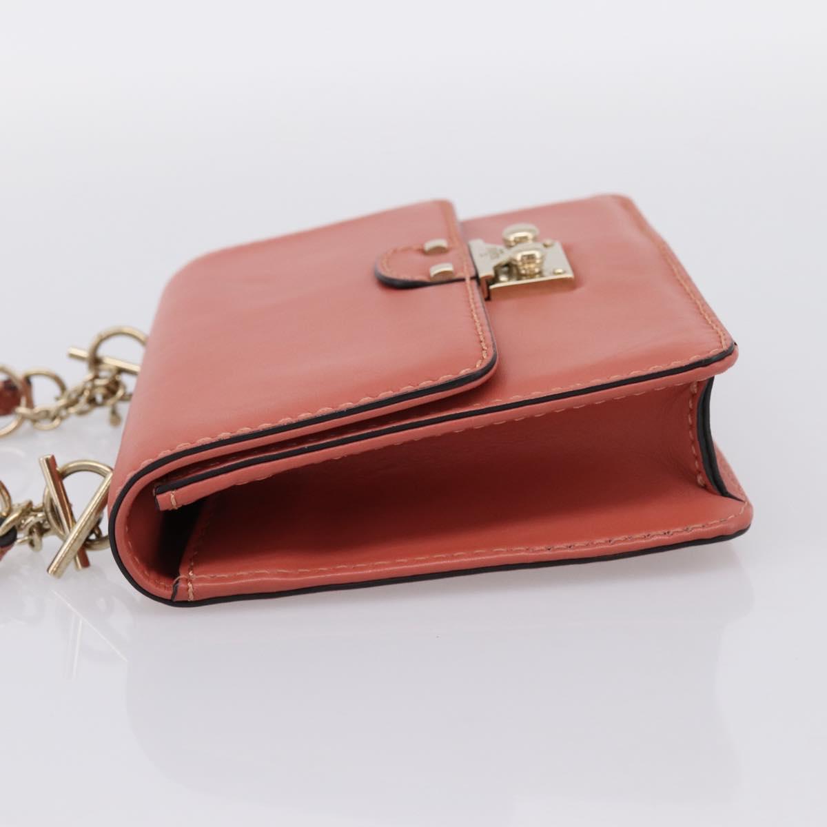 VALENTINO Hand Bag Leather 2way Pink Gold Auth ka5900A