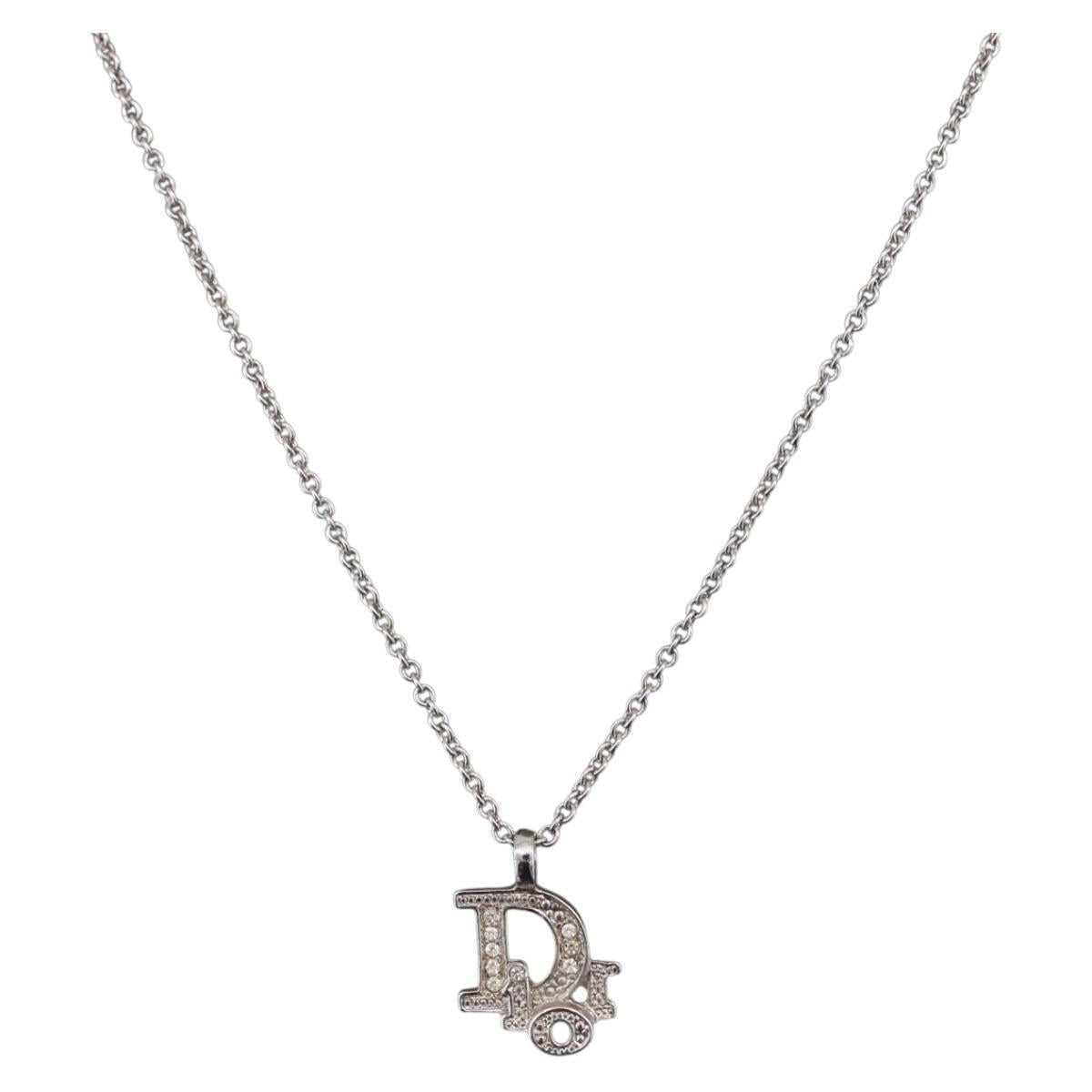 Christian Dior Necklace metal Silver Auth ka5906