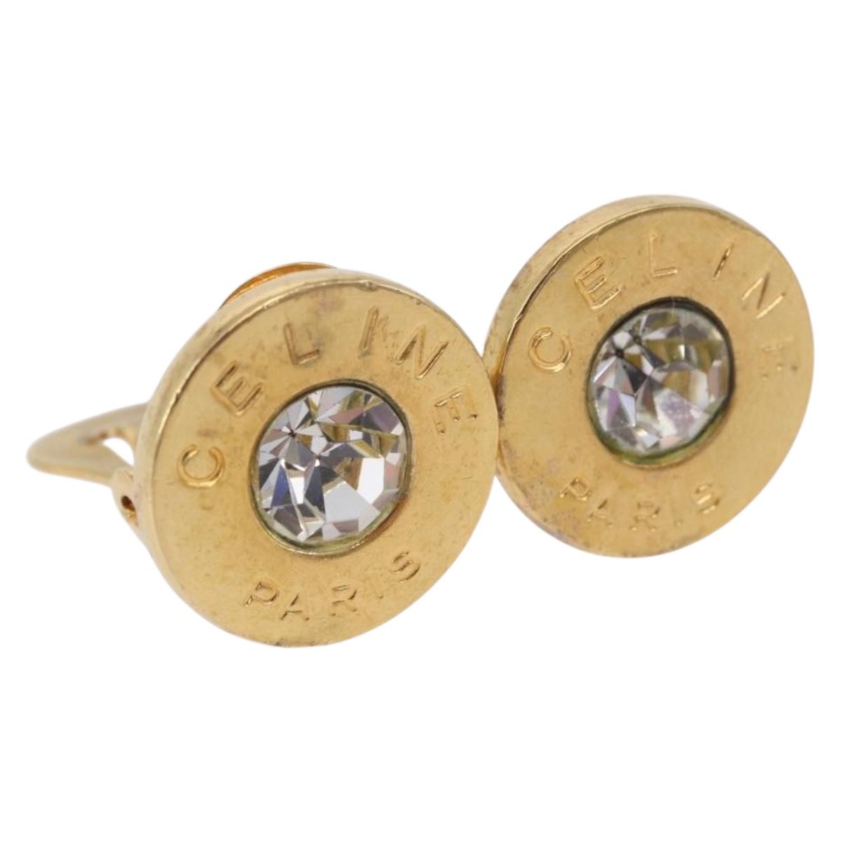 CELINE Earring metal Gold Auth ka5908