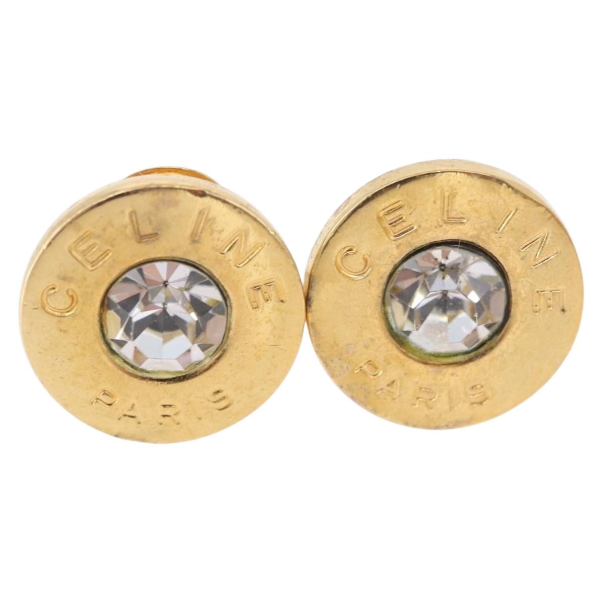 CELINE Earring metal Gold Auth ka5908