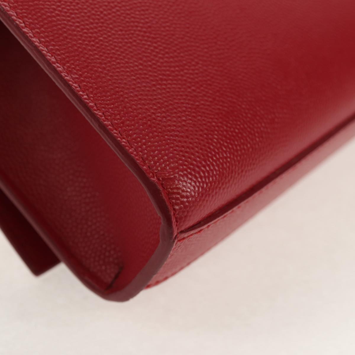 SAINT LAURENT Chain Shoulder Bag Leather Red Gold Auth ka590M