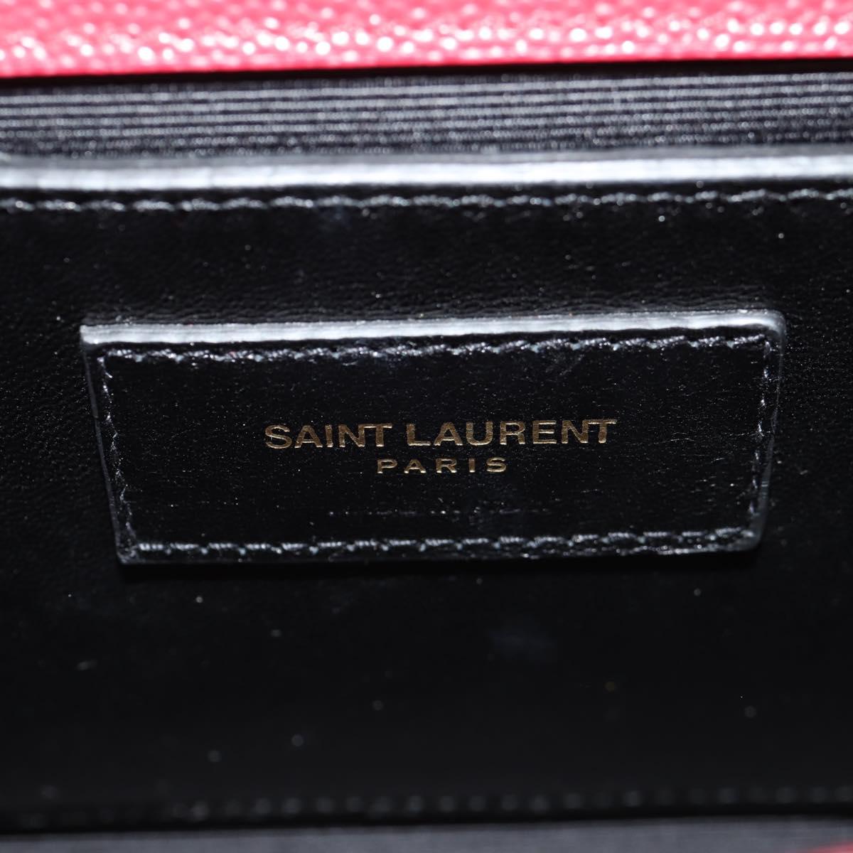 SAINT LAURENT Chain Shoulder Bag Leather Red Gold Auth ka590M