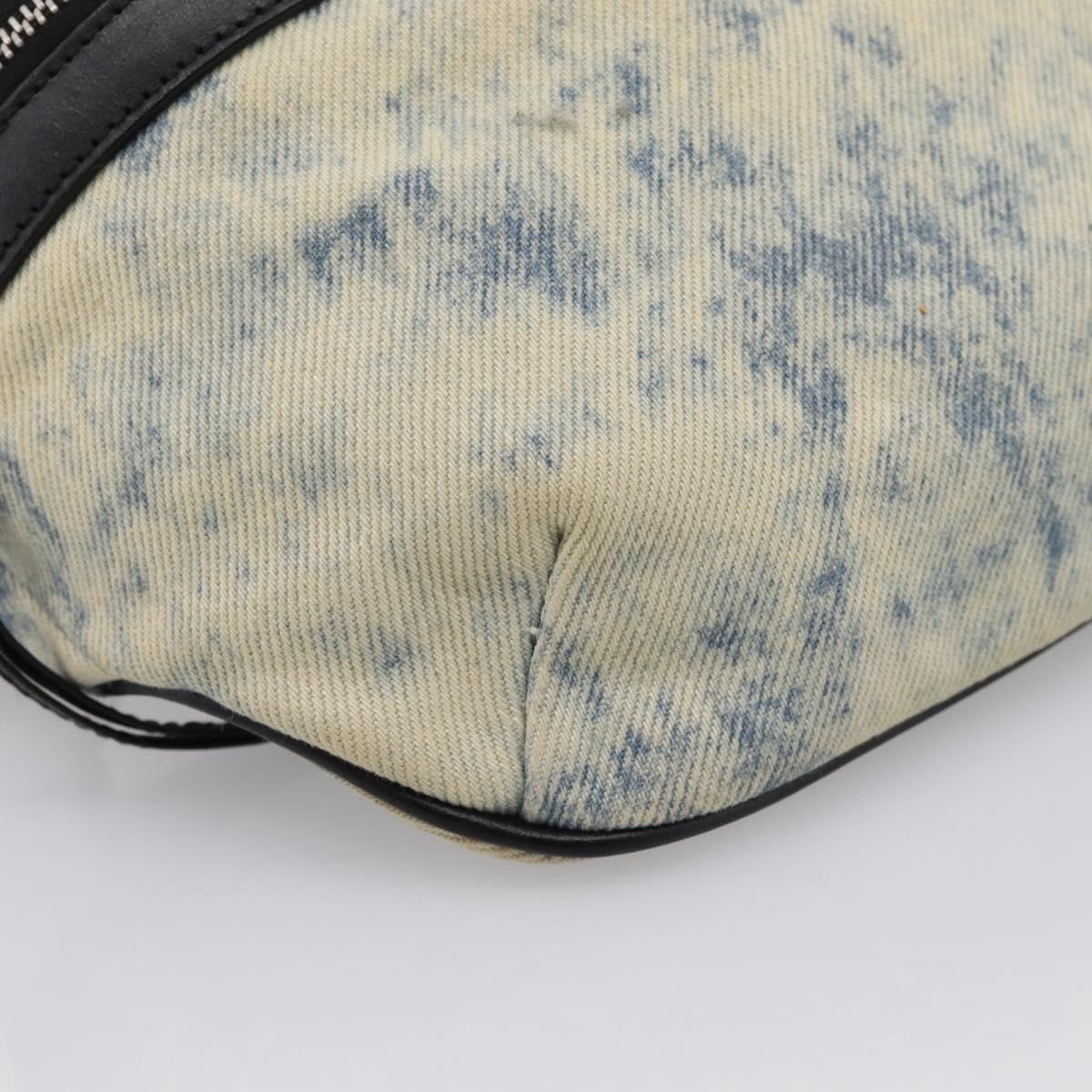 SAINT LAURENT Waist Bag Canvas Blue Silver Auth ka5910