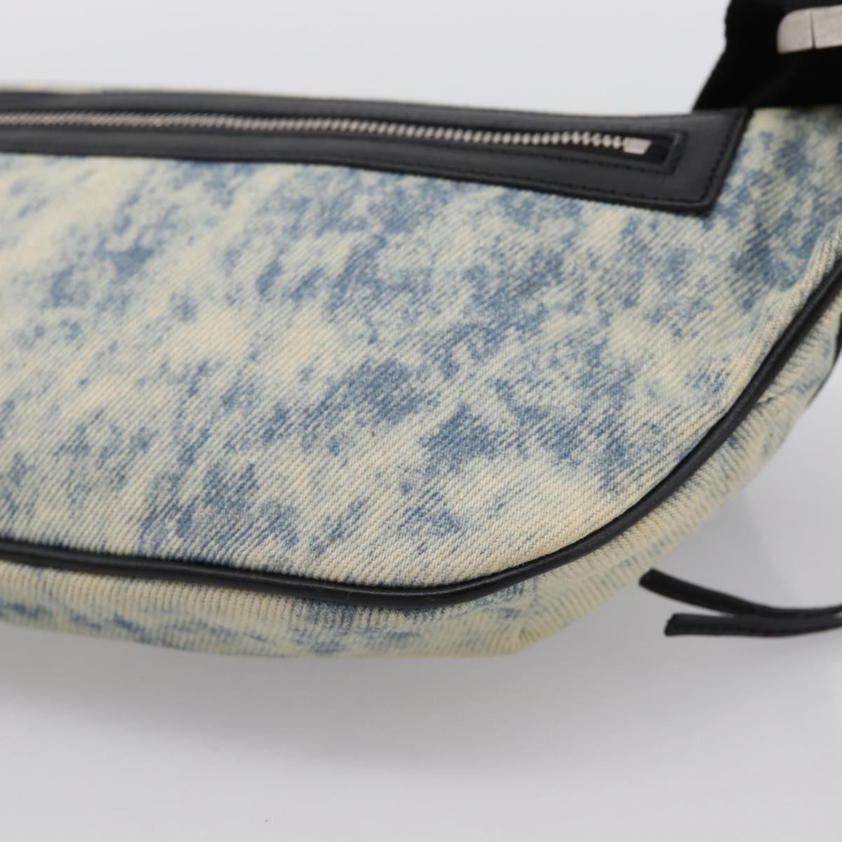 SAINT LAURENT Waist Bag Canvas Blue Silver Auth ka5910