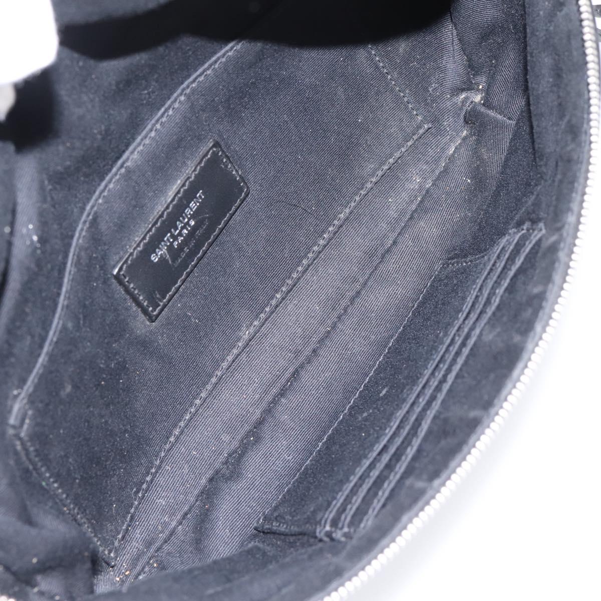 SAINT LAURENT Waist Bag Canvas Blue Silver Auth ka5910