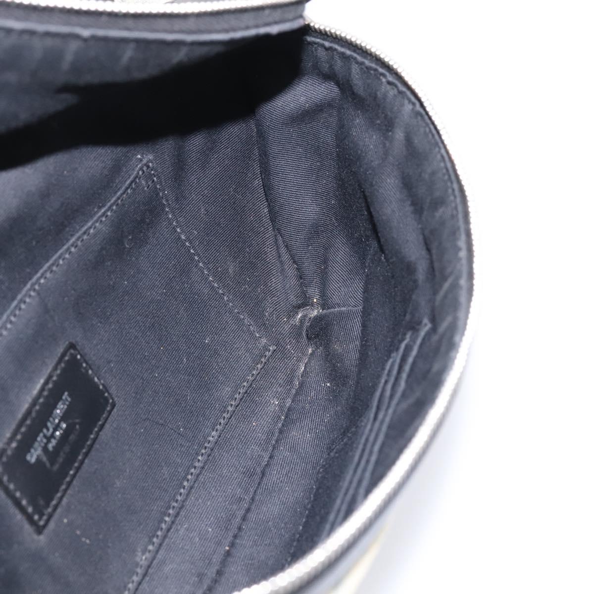 SAINT LAURENT Waist Bag Canvas Blue Silver Auth ka5910
