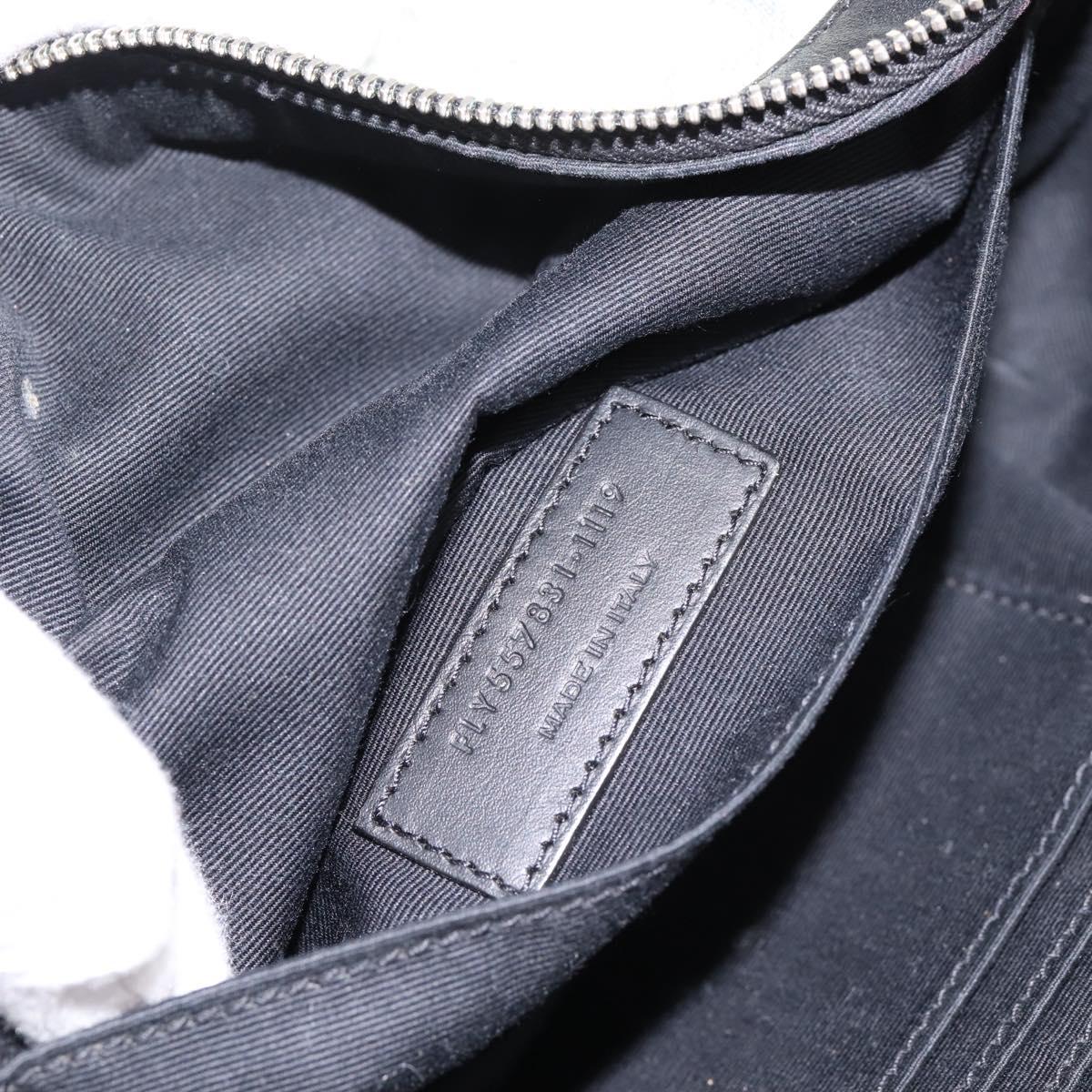 SAINT LAURENT Waist Bag Canvas Blue Silver Auth ka5910