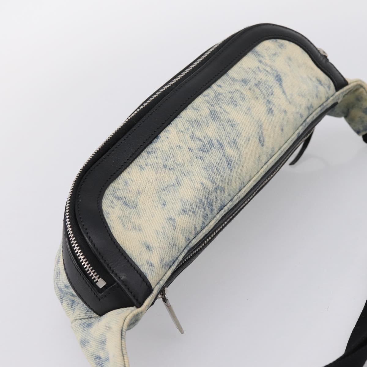 SAINT LAURENT Waist Bag Canvas Blue Silver Auth ka5910