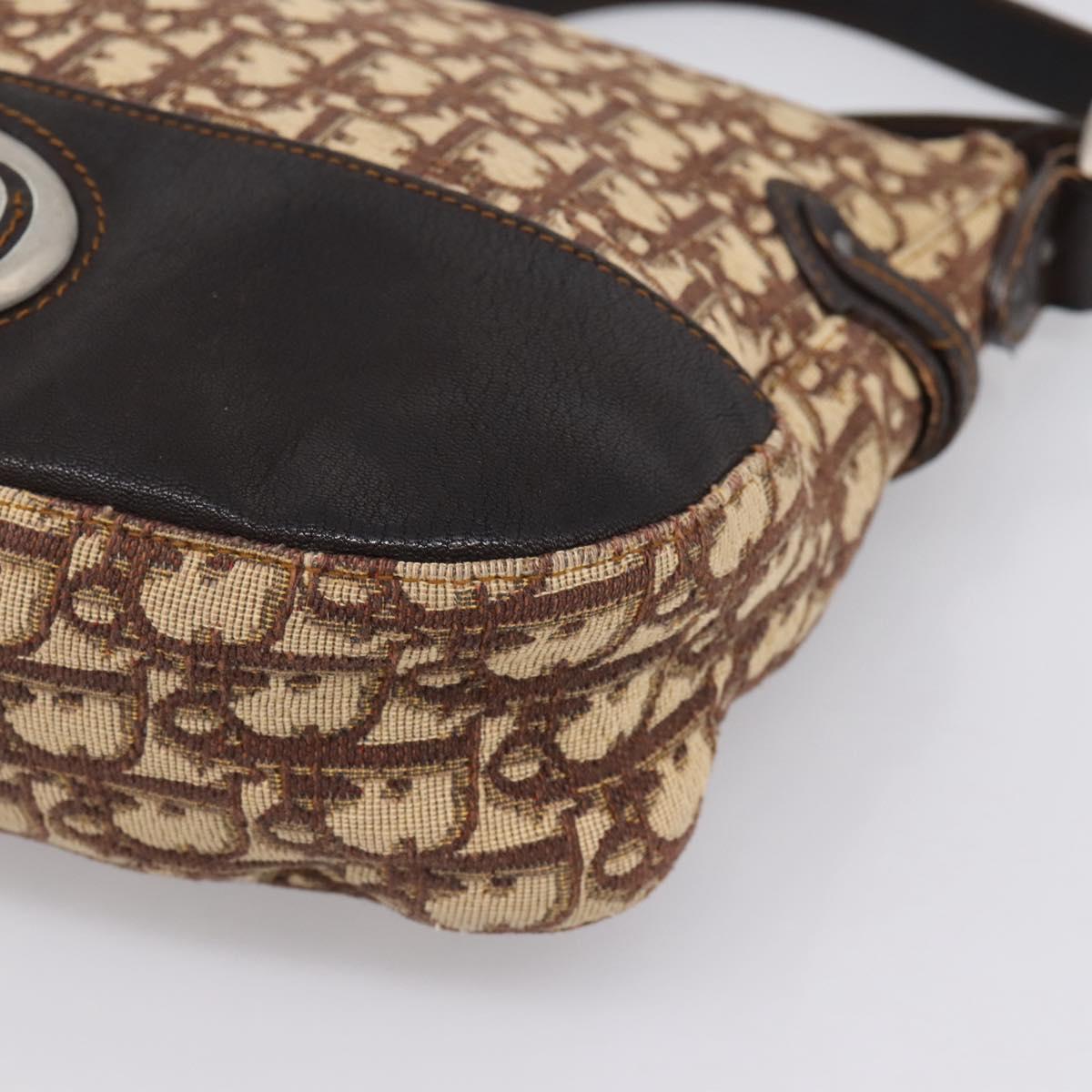 Christian Dior Trotter Canvas Shoulder Bag Beige Auth ka5911A
