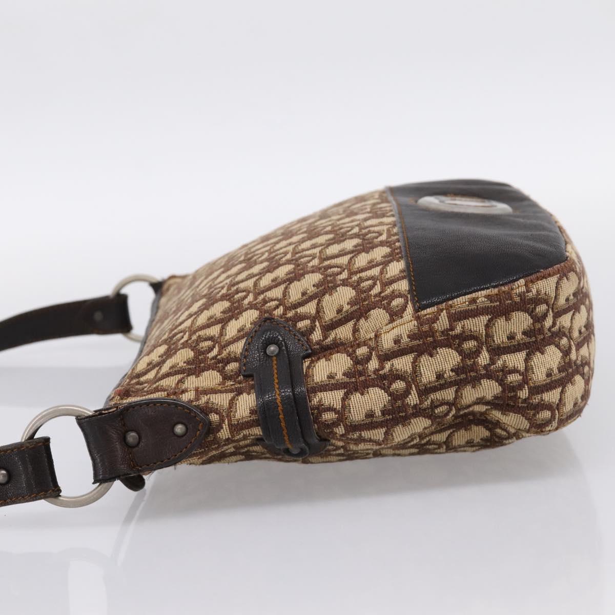 Christian Dior Trotter Canvas Shoulder Bag Beige Auth ka5911A